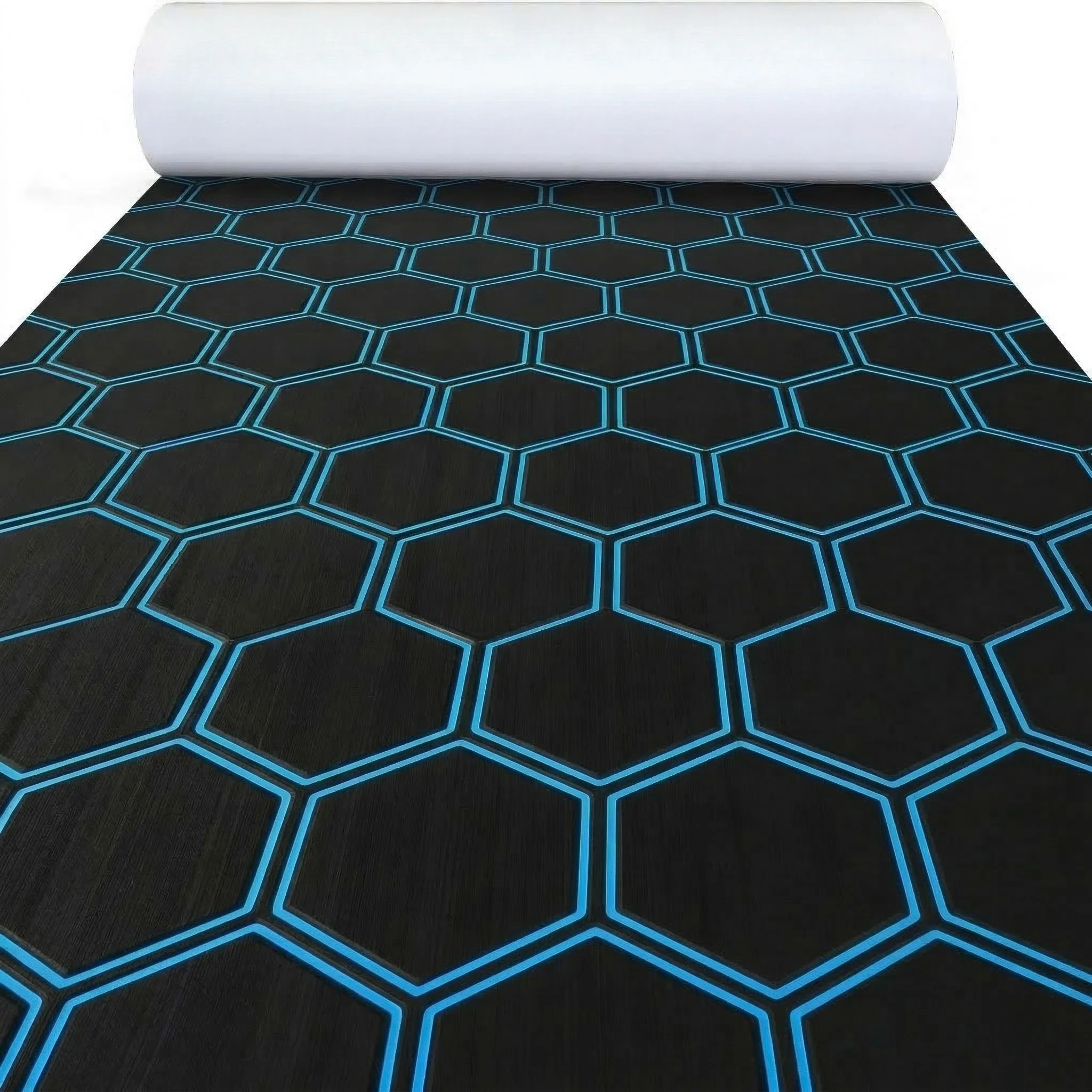2400x1200mm Hexagon EVA Foam Boat Flooring Pad Marine Faux Teak Decking Mat Non-Slip Self-Adhesive Yacht RV Boat Deck Sheet Mat