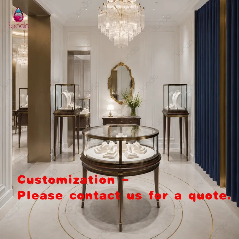 custom.Sundo Luxury Modern LED Lit Waterproof Eco-Friendly Glass Back Customizable Size Jewelry Display Cabinet Retail Displ