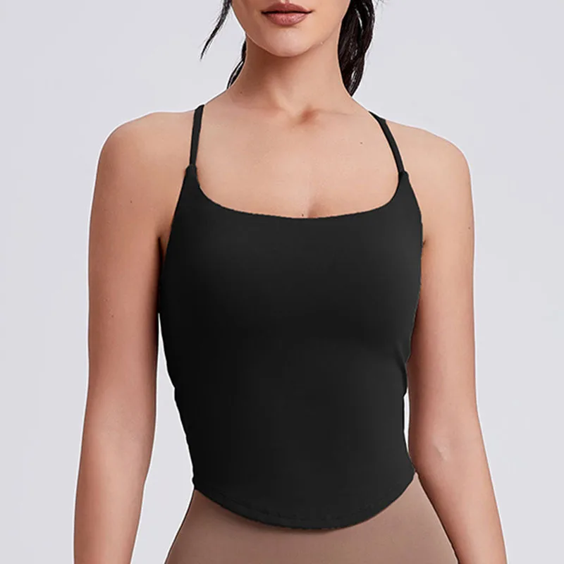 2024 musim panas wanita seksi atasan Crop bahu terbuka kamisol tanpa lengan olahraga kebugaran Yoga rompi ramping Tank Top cetak bunga wanita