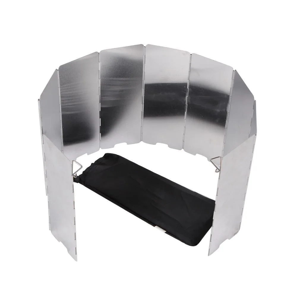 8/9/10 لوحات موقد غاز حاجز الرياح في الهواء الطلق التخييم نزهة الطبخ الموقد يندبروف شاشة سبائك الألومنيوم شاشة الرياح #2