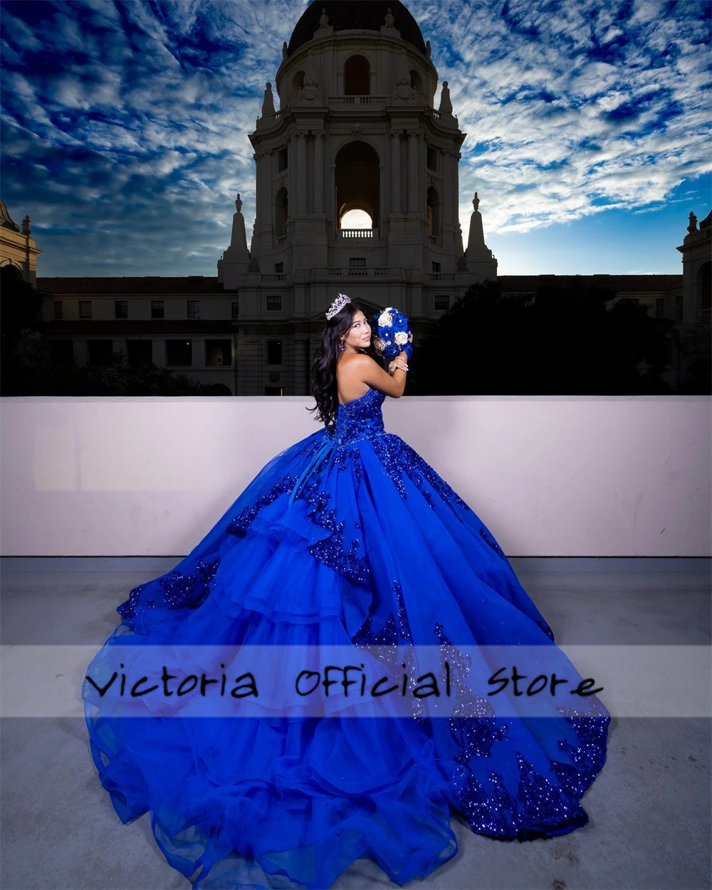 Royal Blue Ruffles Sequined Appliques 15 Quinceanera Dresses 2024 Luxury Sweetheart Mexican Princess Birthday Dress Customized