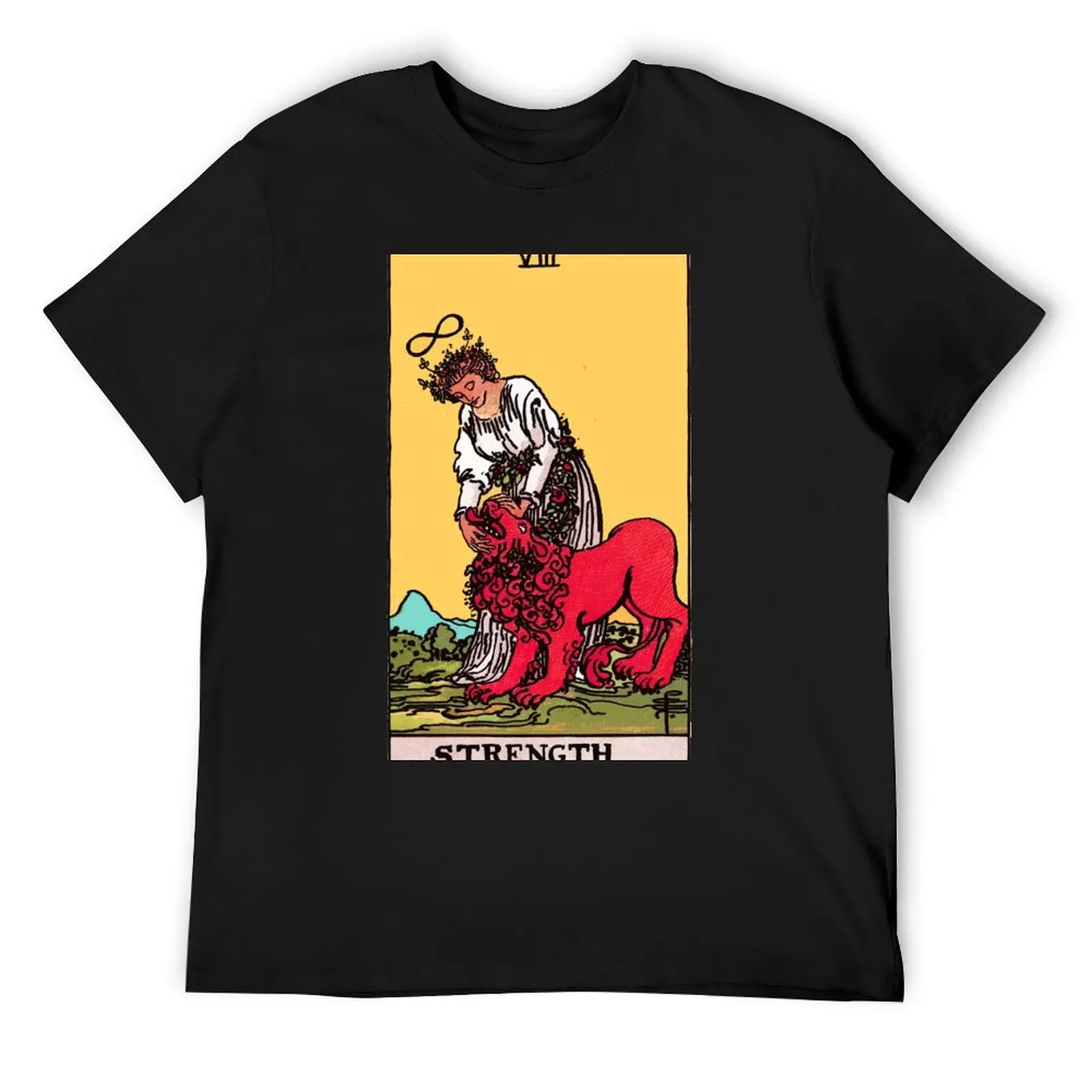 Strength Tarot Card Rider Waite Classic T-Shirt animal prinfor boys Aesthetic clothing tshirts for men