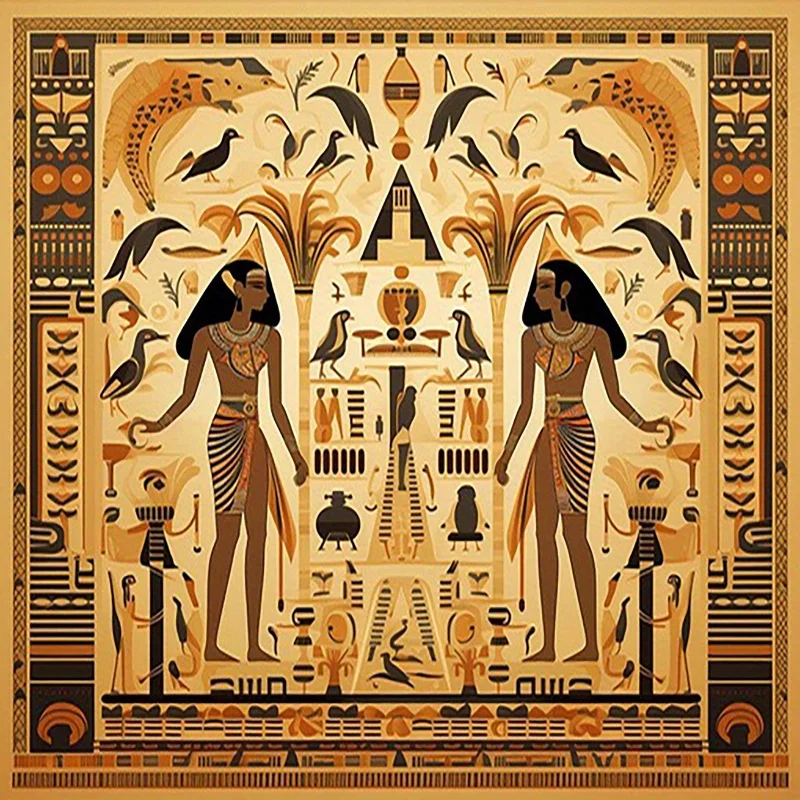 One mysterious ancient Egyptian! Cultural element tablecloth, decorating a unique dining table.zyc