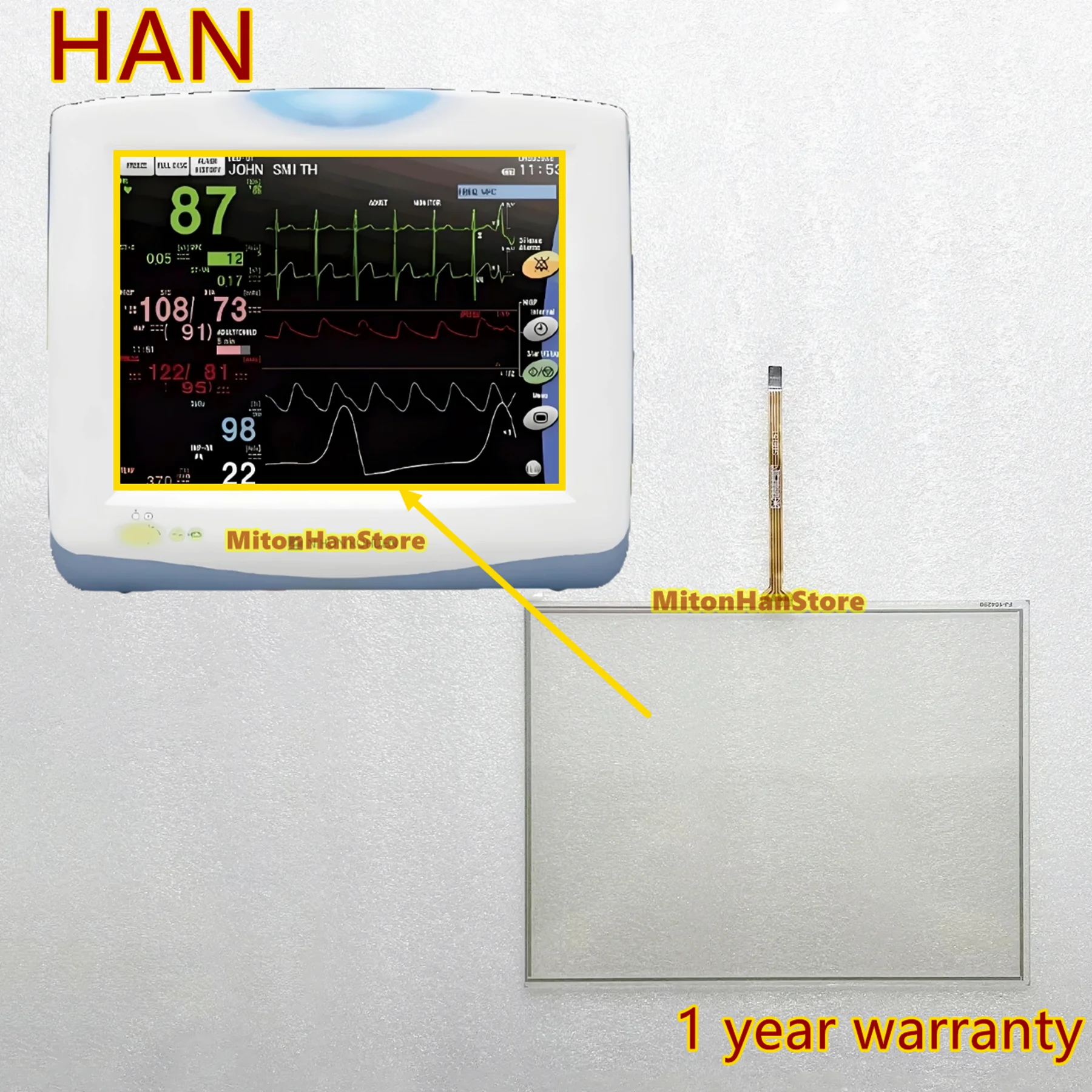 

New For Nihon Kohden Vismo PVM-2701 PVM-2703 PVM-2701 K 10.4 Inch FT-10.4V-4-163A-2 ECG Touch Panle Screen