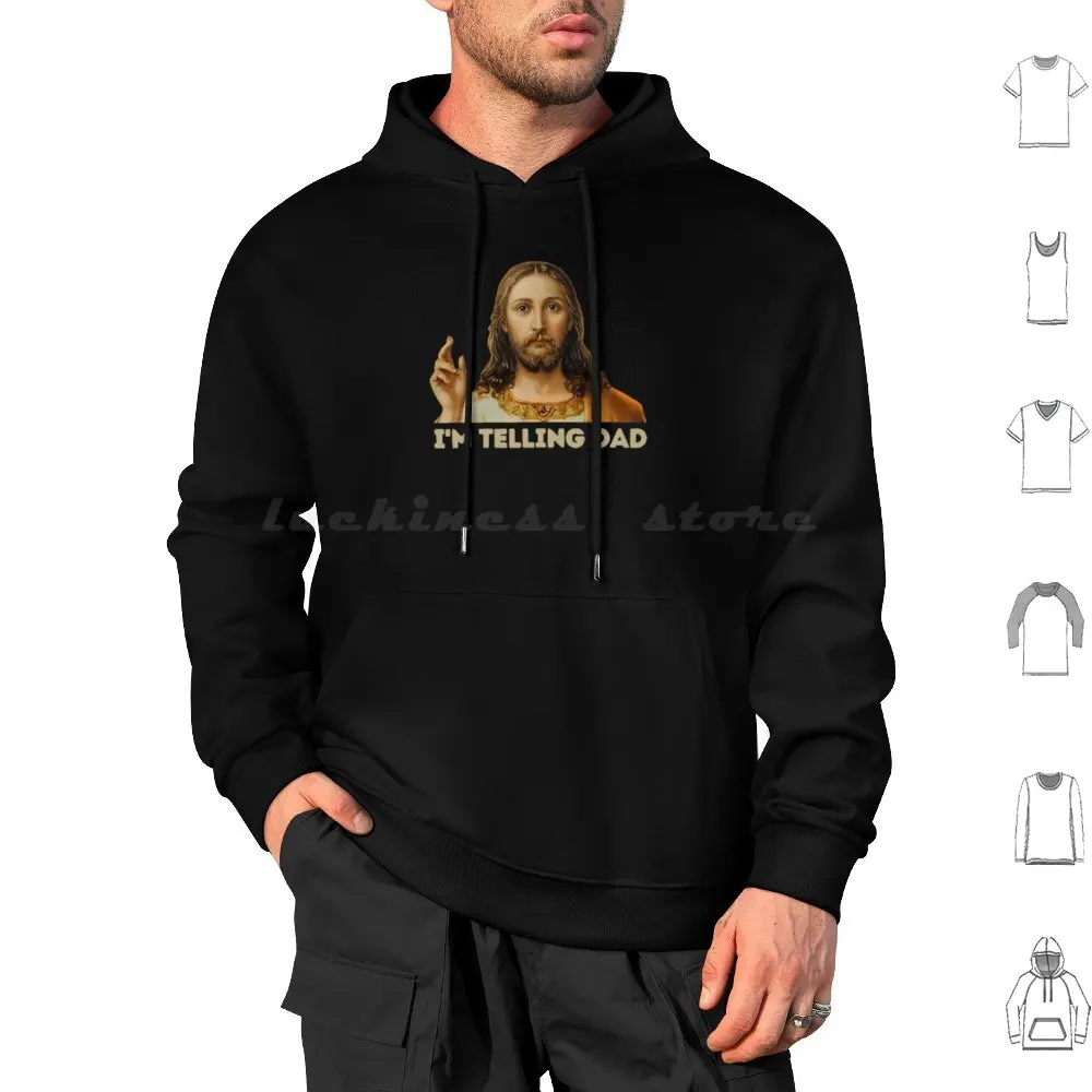 Retro Im Telling Dad Funny Religious Christian Jesus Hoodie cotton Long Sleeve Retro Im Telling Dad Funny Religious