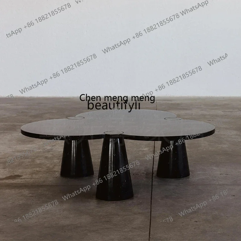 

CC Italian minimalist, natural marble coffee table, designer, living room household creative special-shaped small tea table