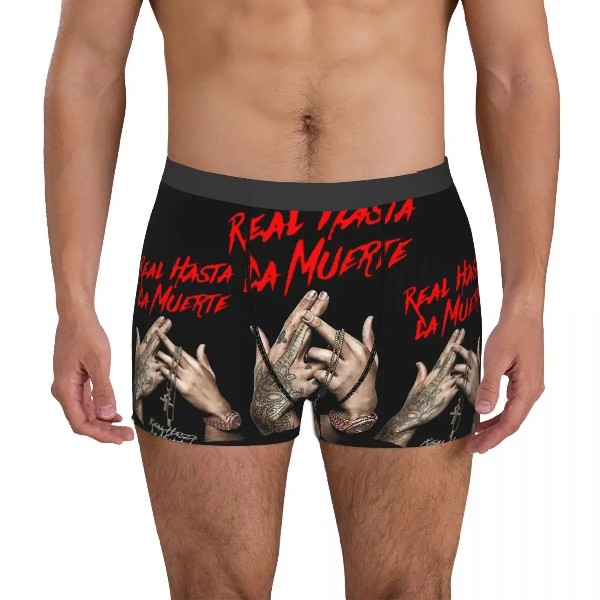 Cuecas Boxer Masculinas de Alta Qualidade, Roupa Interior Altamente Respirável, Calções Estampados, Presentes de Aniversário, Real Haya La Muerte 3