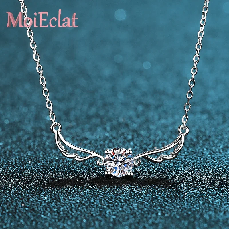 

Привлекательные 0,5 карата муассанитовые крылья ангела, кулон, ожерелья для женщин, ювелирные изделия, платиновая PT950, цепочка на ключицы, подарок на день Святого Валентина