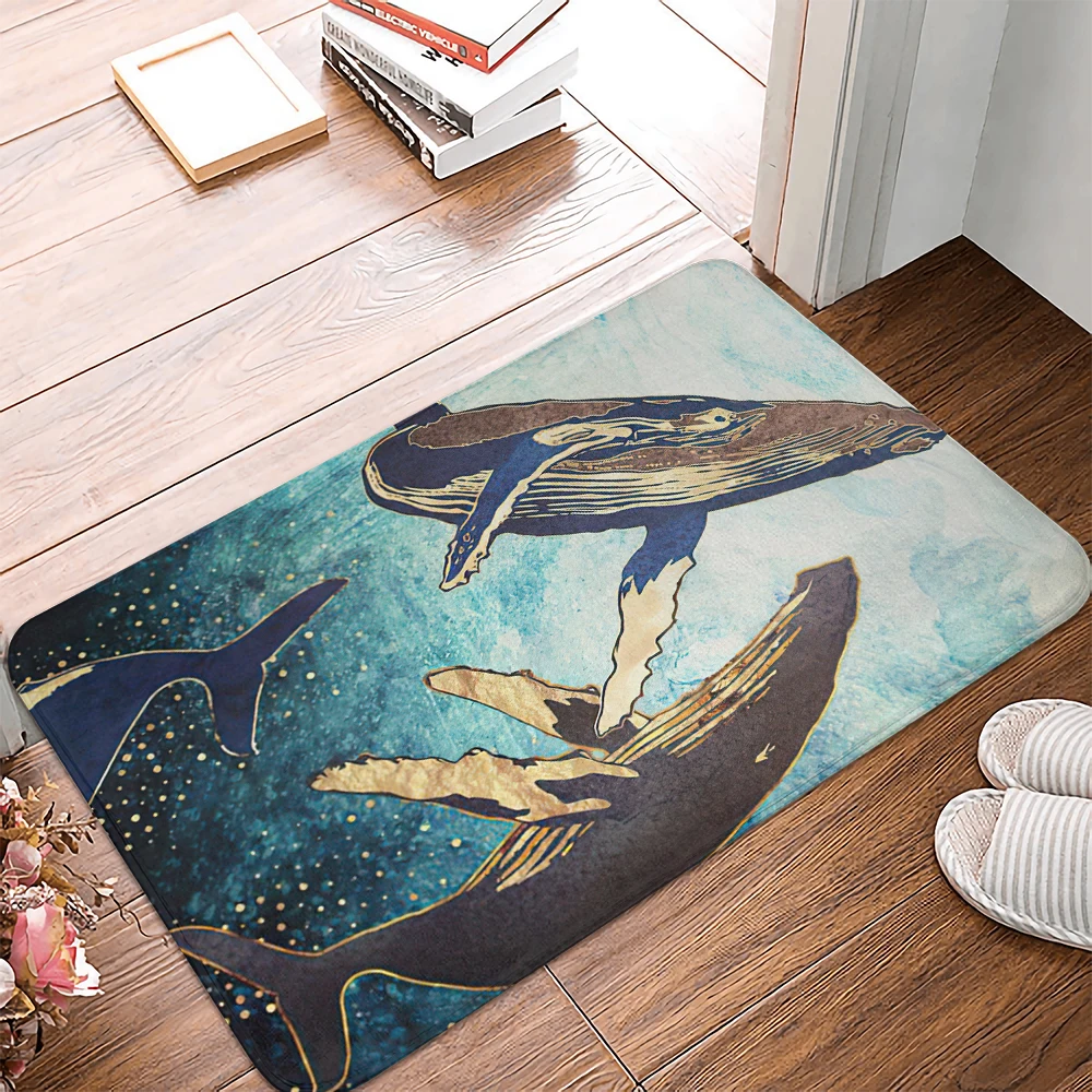 Dolphin Whale Entrance door mat Kitchen Mat Bedroom Living Room Doormat Home Hallway Balcony Floor Mat Anti-Slip Long Top