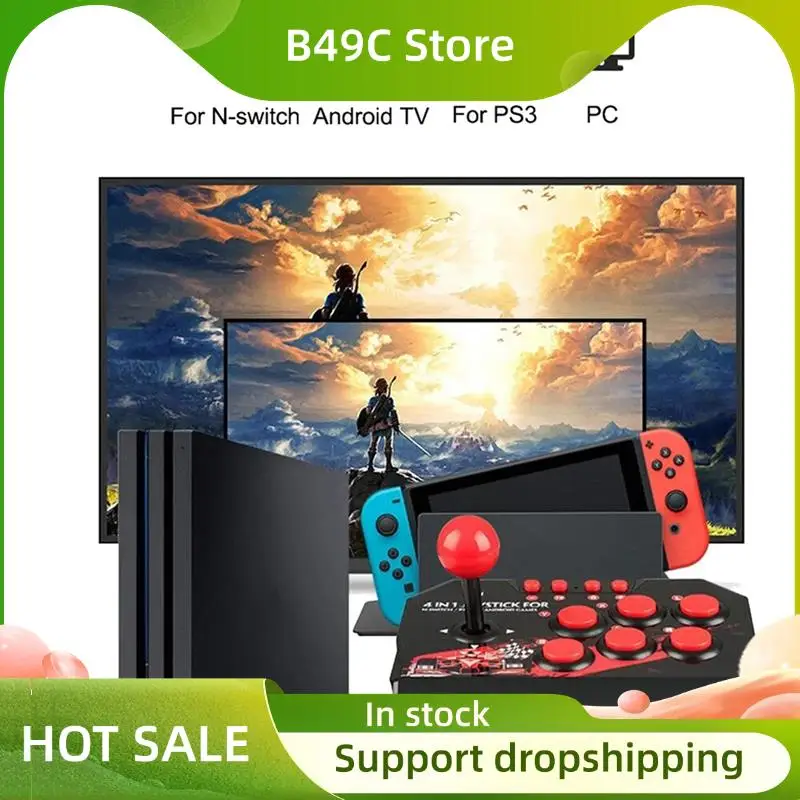 B49C Arcade Joystick For Switch TURBO Games Console 4 In 1 Game Joystick Station For PS3 For Nintendo Switch Android TV PC