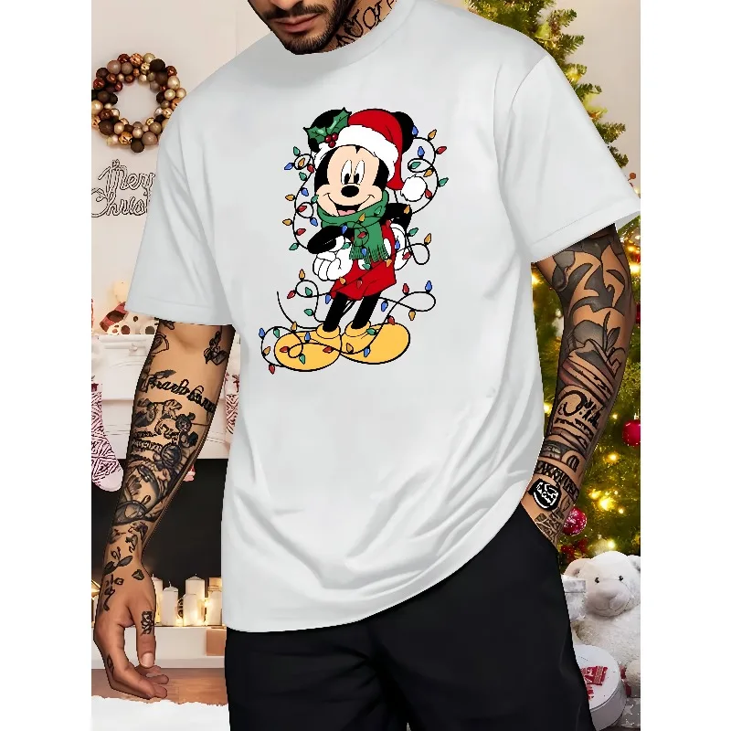 

Christmas New Mouse 3D Printed Short Sleeve Summer Couple Style Casual Versatile Breathable Quick Drying Top Trendy