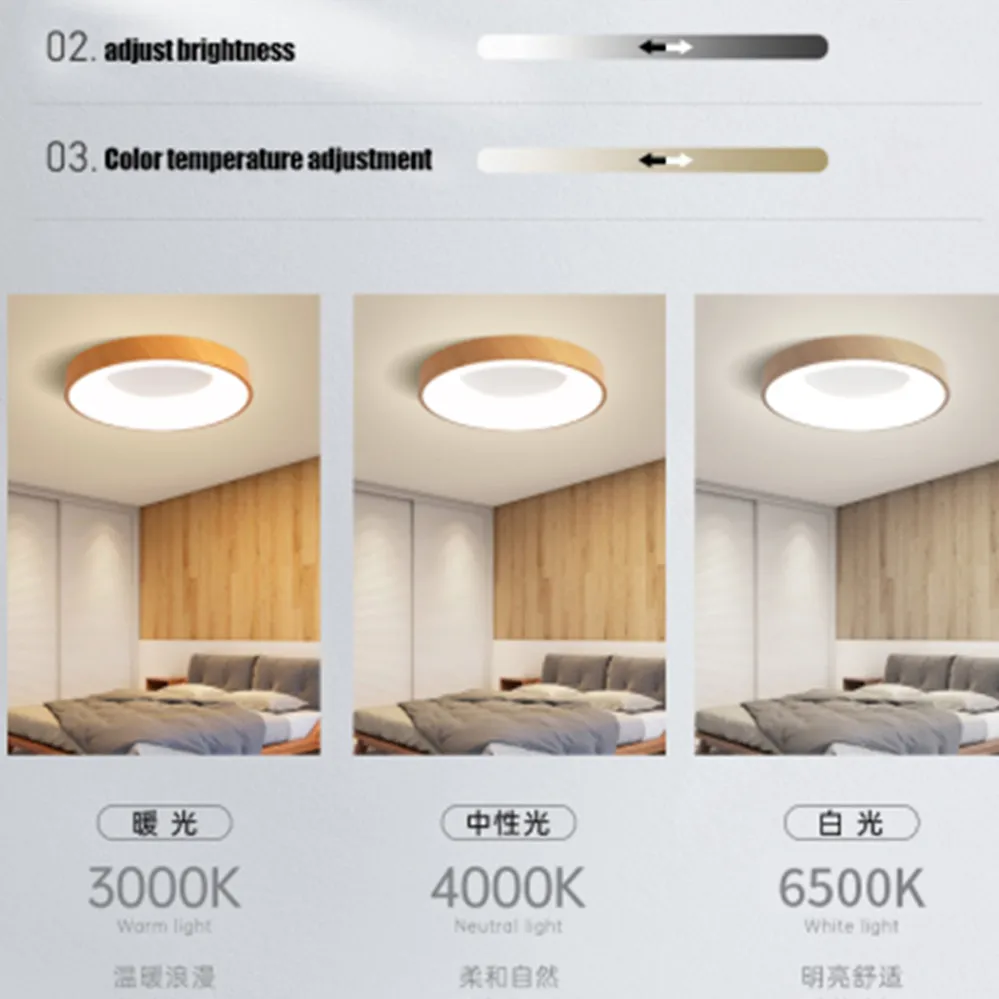 Moderm Wood Grain Ceiling LED Light Nordic Iron Ultra-thin Round Lamp For Living Room Bedroom Study Home Decoration lamp