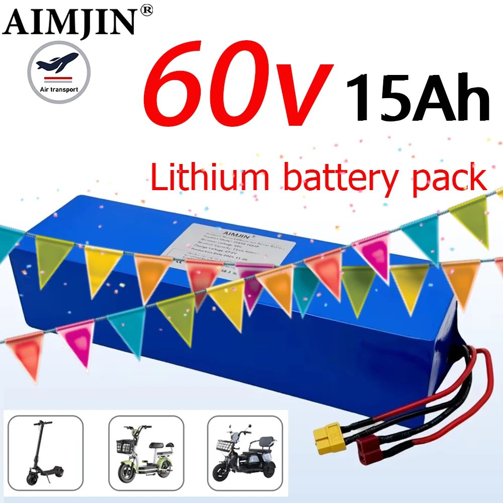 

New 60V 15Ah battery 18650 16S4P 15000mAh 2000W high-power lithium battery with built-in BMS lithium-ion battery pack