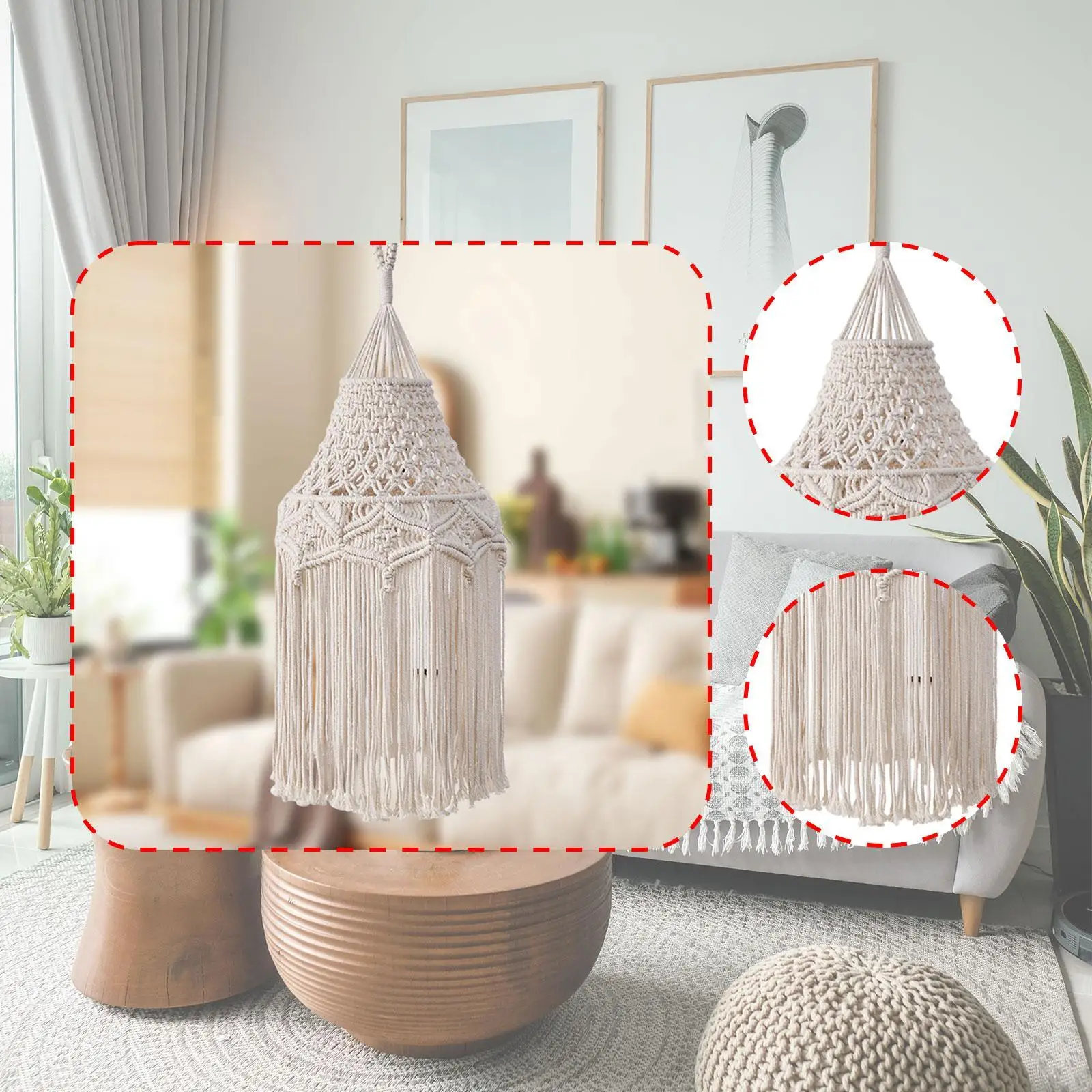 Macrame Ceiling Lamp Shade Pendant Light Shade for Dorm Kitchen Living Room
