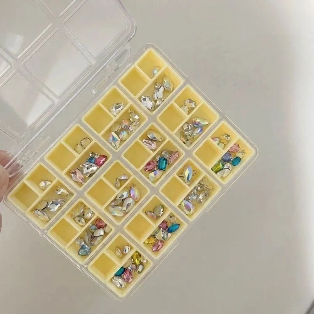 Transparent 36 Grids Nail Art Storage Box Candy Colors Plastic Nail Art Decorations Storage Box Compartment Jewelry Storage Box