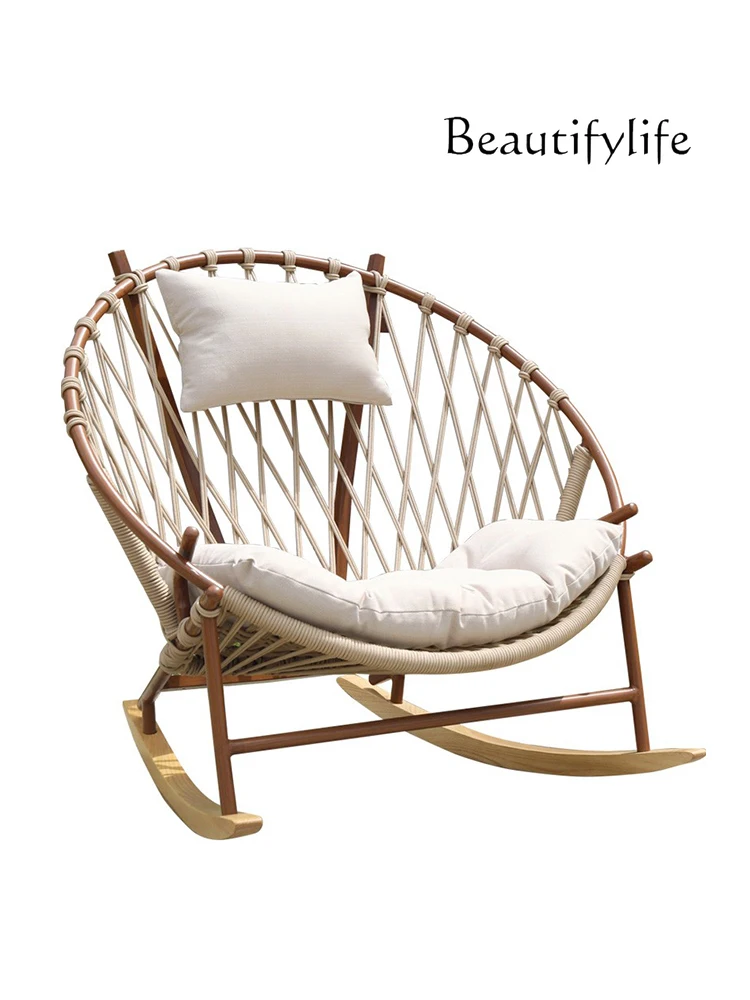 Outdoor Rocking Chair Glider Hammock Cradle Rattan Chair Indoor Outdoor Garden Courtyard Waterproof and Sun Protection