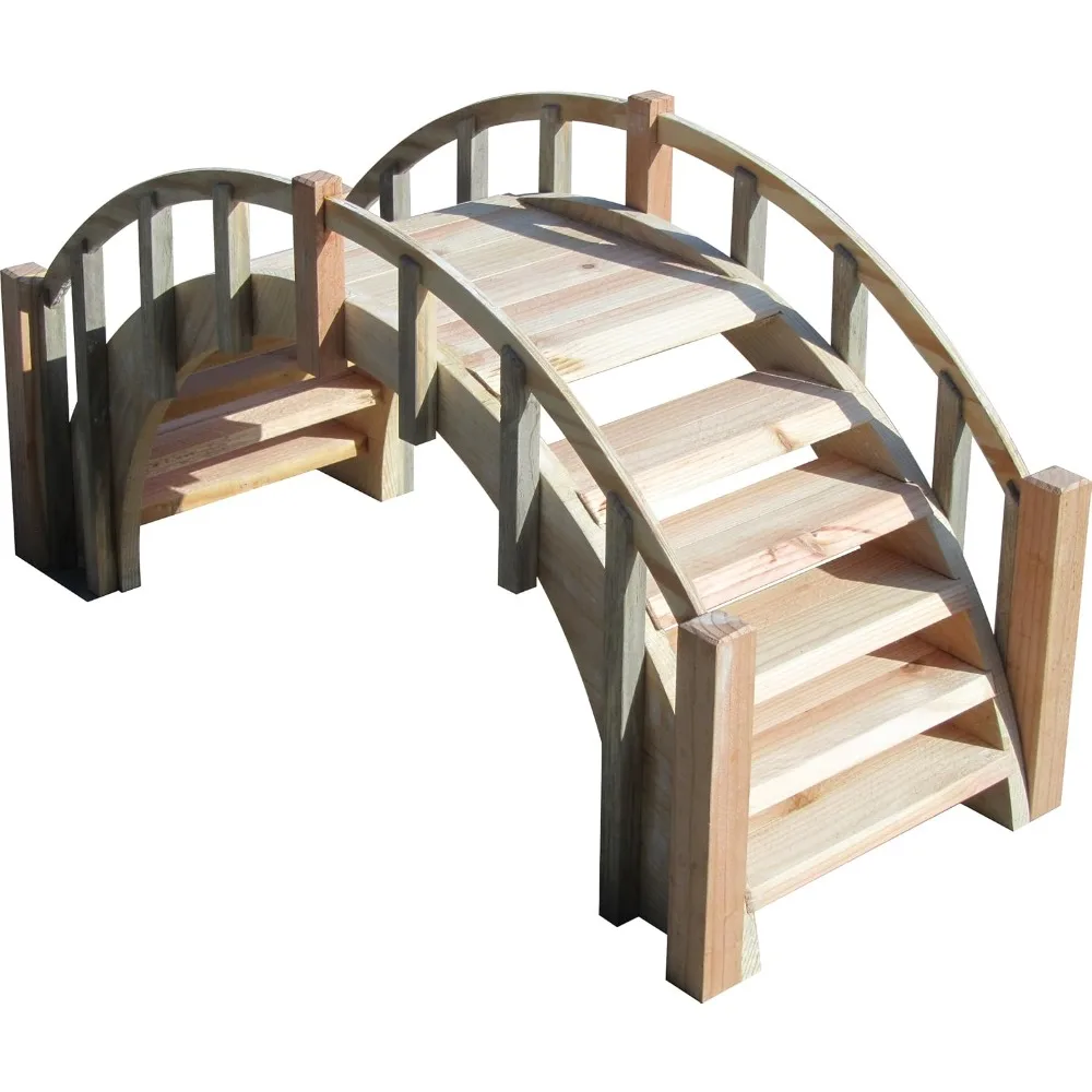

SamsGazebos Fairy Tale Wood Garden Bridge with Decorative Picket Railings and Steps, 33" L, Unfinished