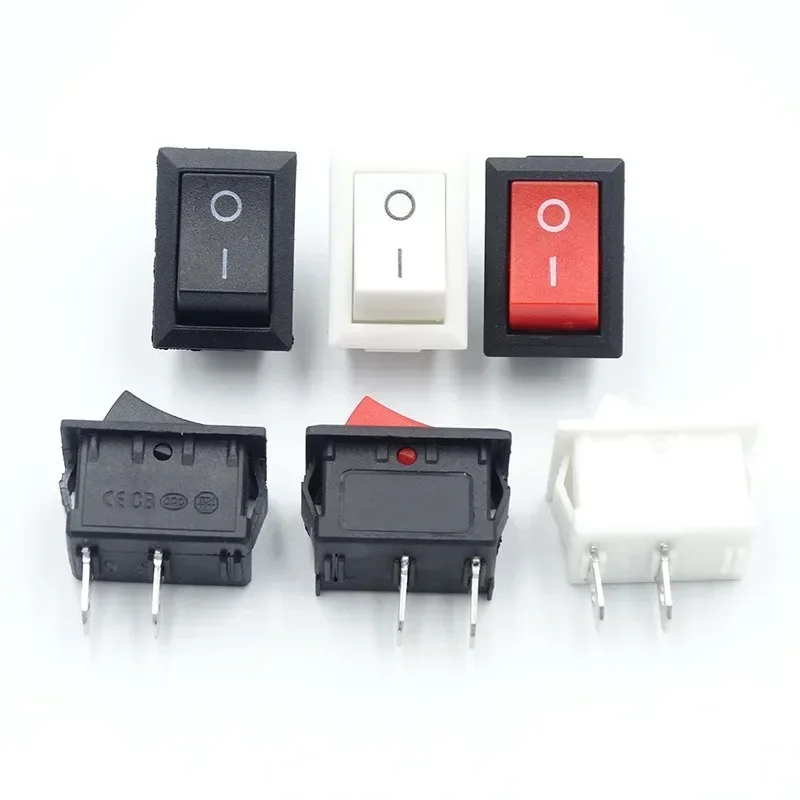 5Pcs Push Button Switch 10x15mm SPST 3Pin 3A 250V KCD11 Snap-in on/Off Mini Rocker Switch 10MM*15MM Black Red and White DIY