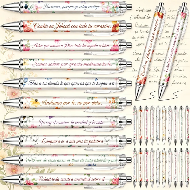 

15/30pcs Spanish Christian pens, scripture ballpoint pens, inspirational religious quotes, church supplies, prayer gifts