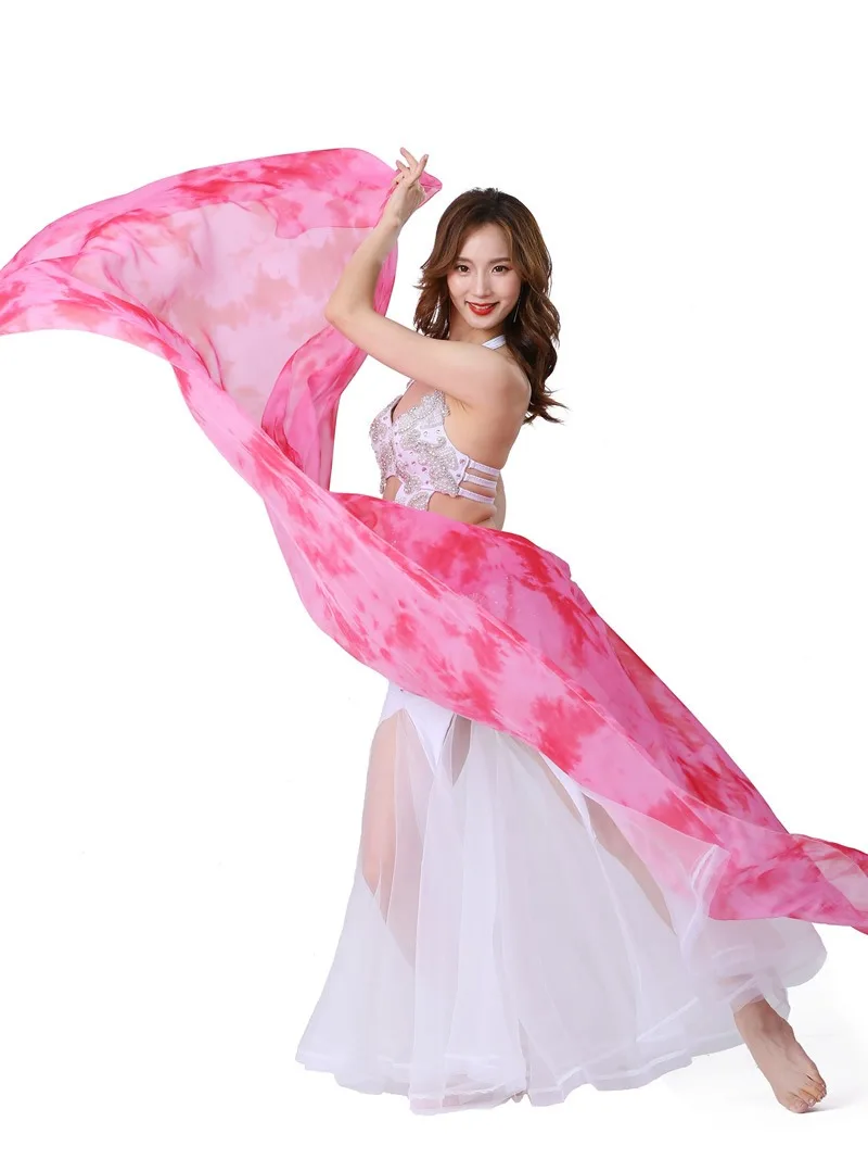 Lenço leve com dança do ventre para mulheres, xale de chiffon, véu artesanal, corante de gravata, acessório de fantasia, adereços, estampa floral, novo, 250cm