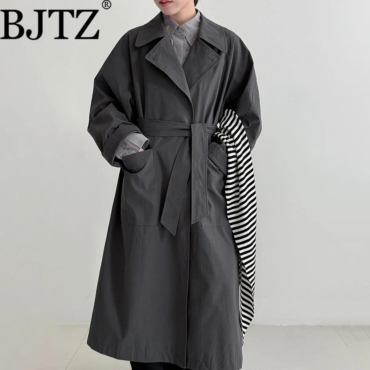 

BJTZ женский 2025 новый винтажный плащ премиум-класса большого размера с большими карманами, осенне-зимняя мода