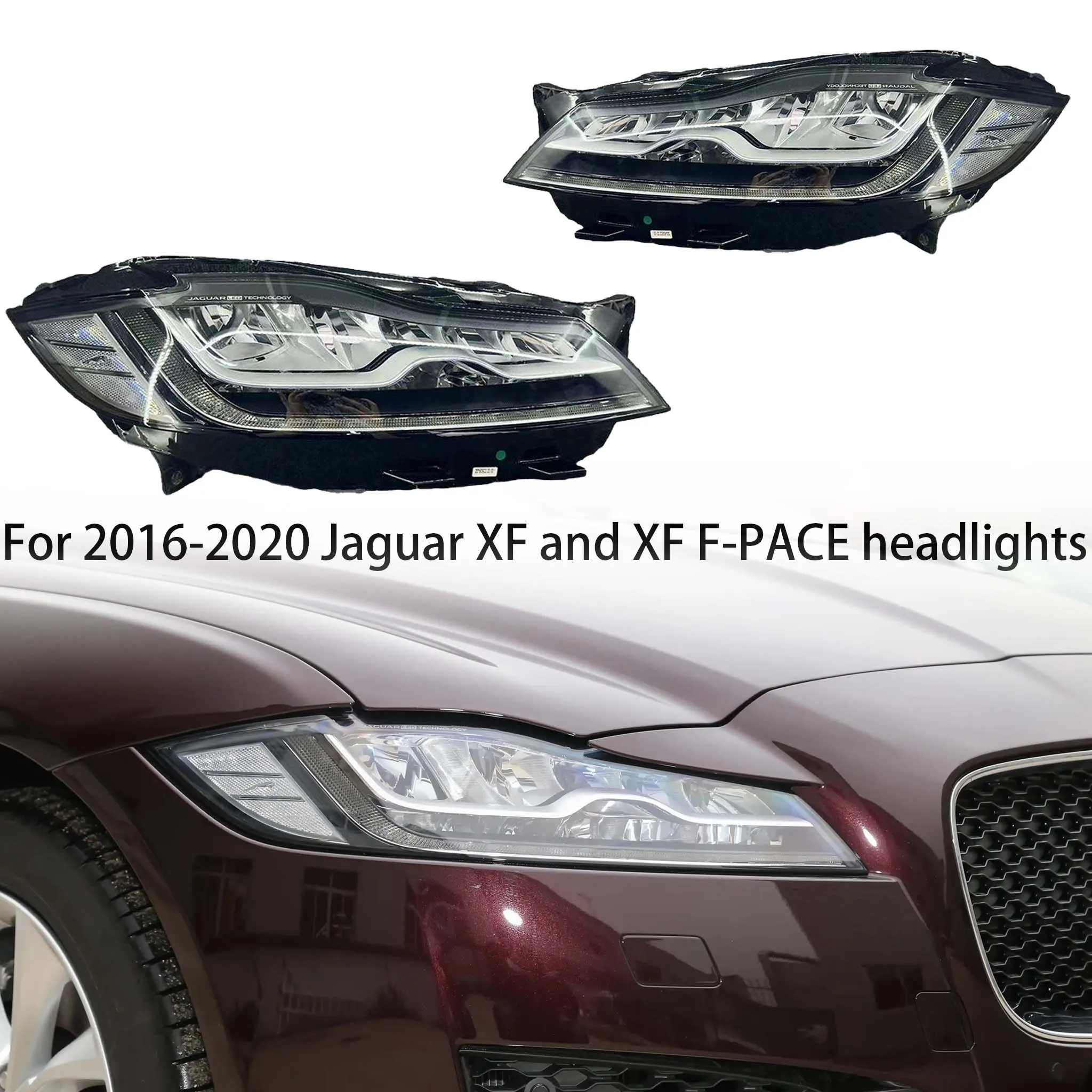 For 2016-2020 Jaguar XF and XFL F-PACE, original factory headlight assemblies, replacement front lamp covers