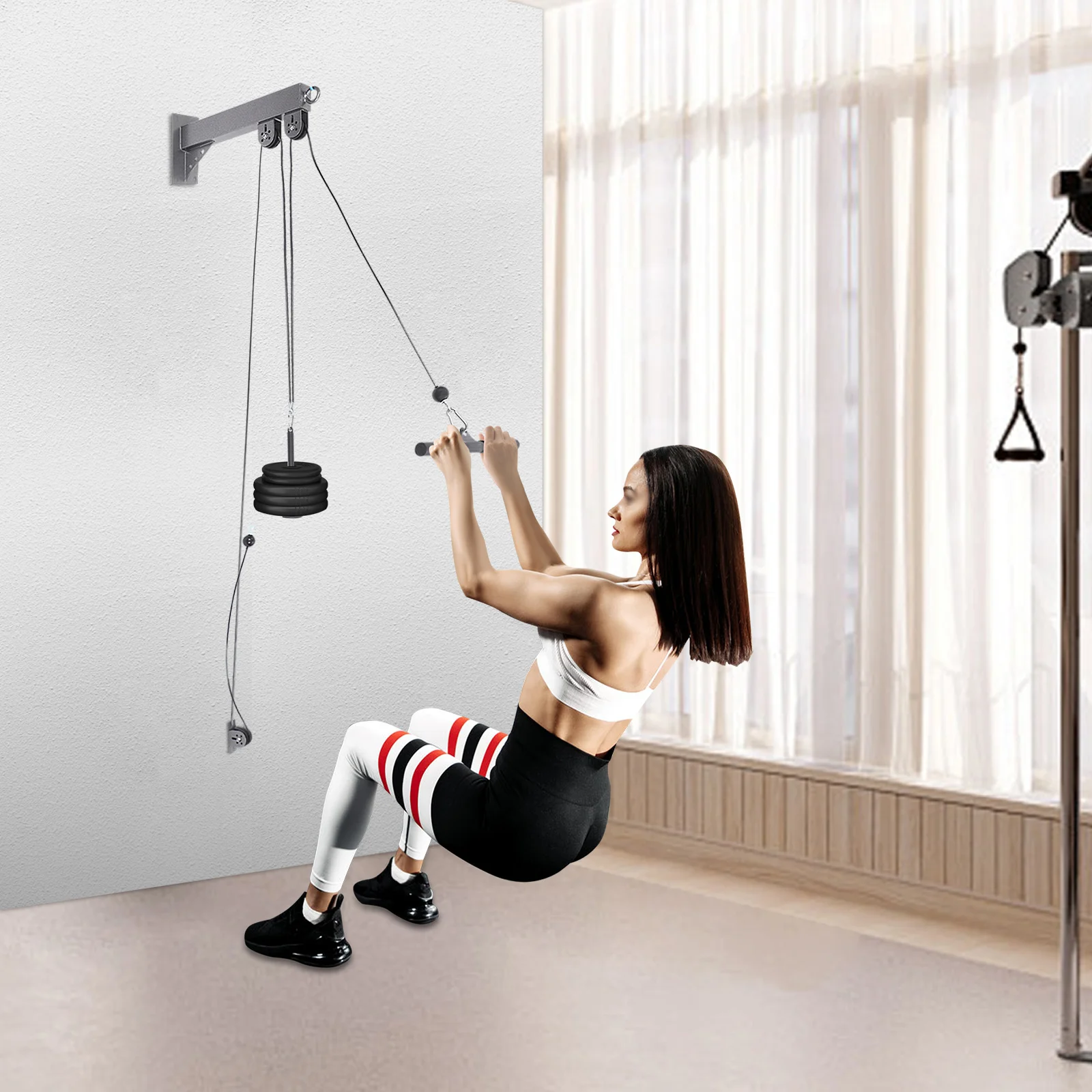 Set di cavi per puleggia fitness Set di pulegge per cavi montate a parete con pratiche fibbie Set di pulegge per cavi per esercizi di casa/palestra/sala sportiva