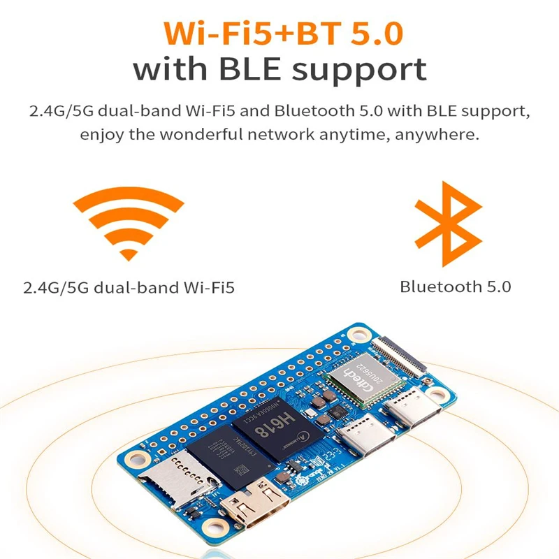 Orange Pi ontari2 W 1 Go RAM DDR4 Mini PC Allwinner H618 quadricœur Cortex-A53 1.5GHz WiFi Bluetooth BLE SBC Ordinateur monocarte