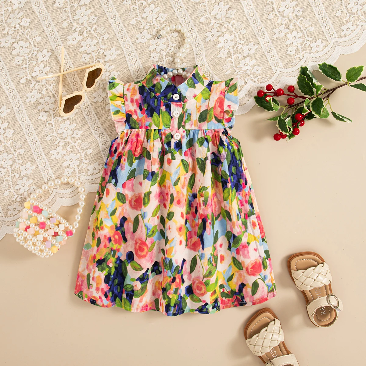 Baby Girl Dress Summer Girl Cotton Flower Printed Sleeveless Dress Cute Princess Dress Baby Girl Clothes