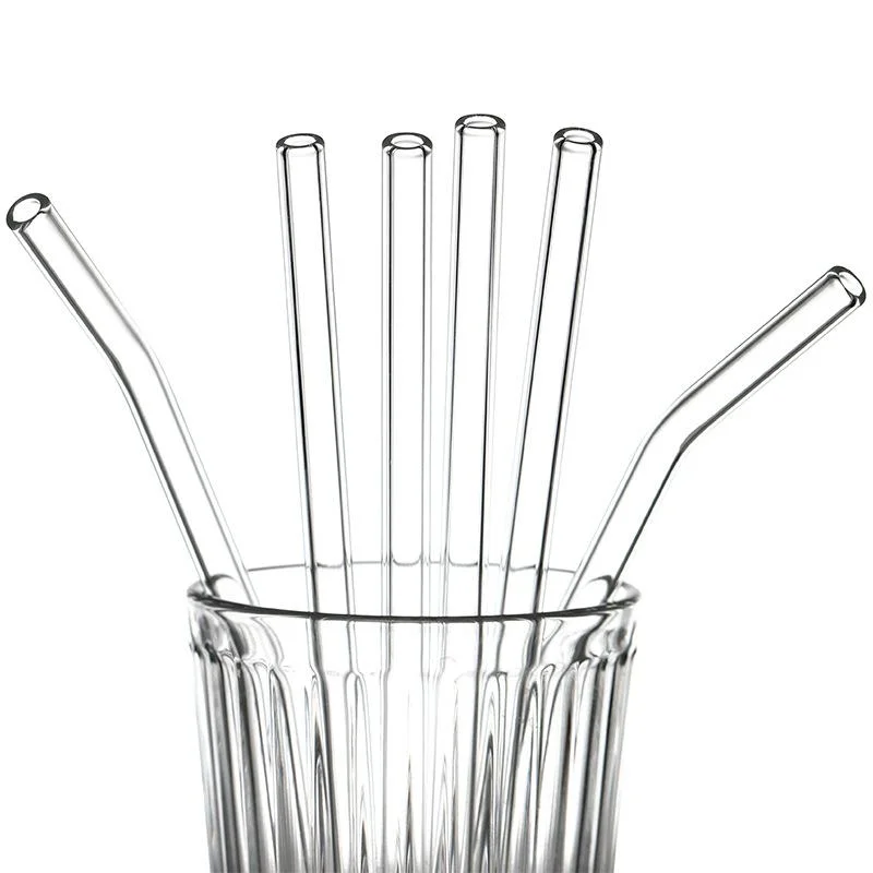Reusable  Set High Borosilicate Smoothie Cocktails Straw Healthy Eco Friendly Drinking Straw With Cleaning BrushTexture Studio