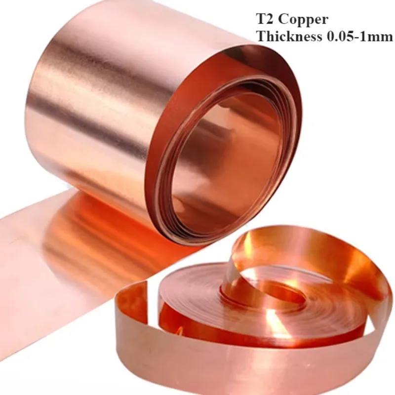 Length 1 Meter T2 Copper Belt Pure Red Copper Ultra-thin Copper  Foil Sheet Thickness 0.01-1mm Width10-100mm,Non-brass