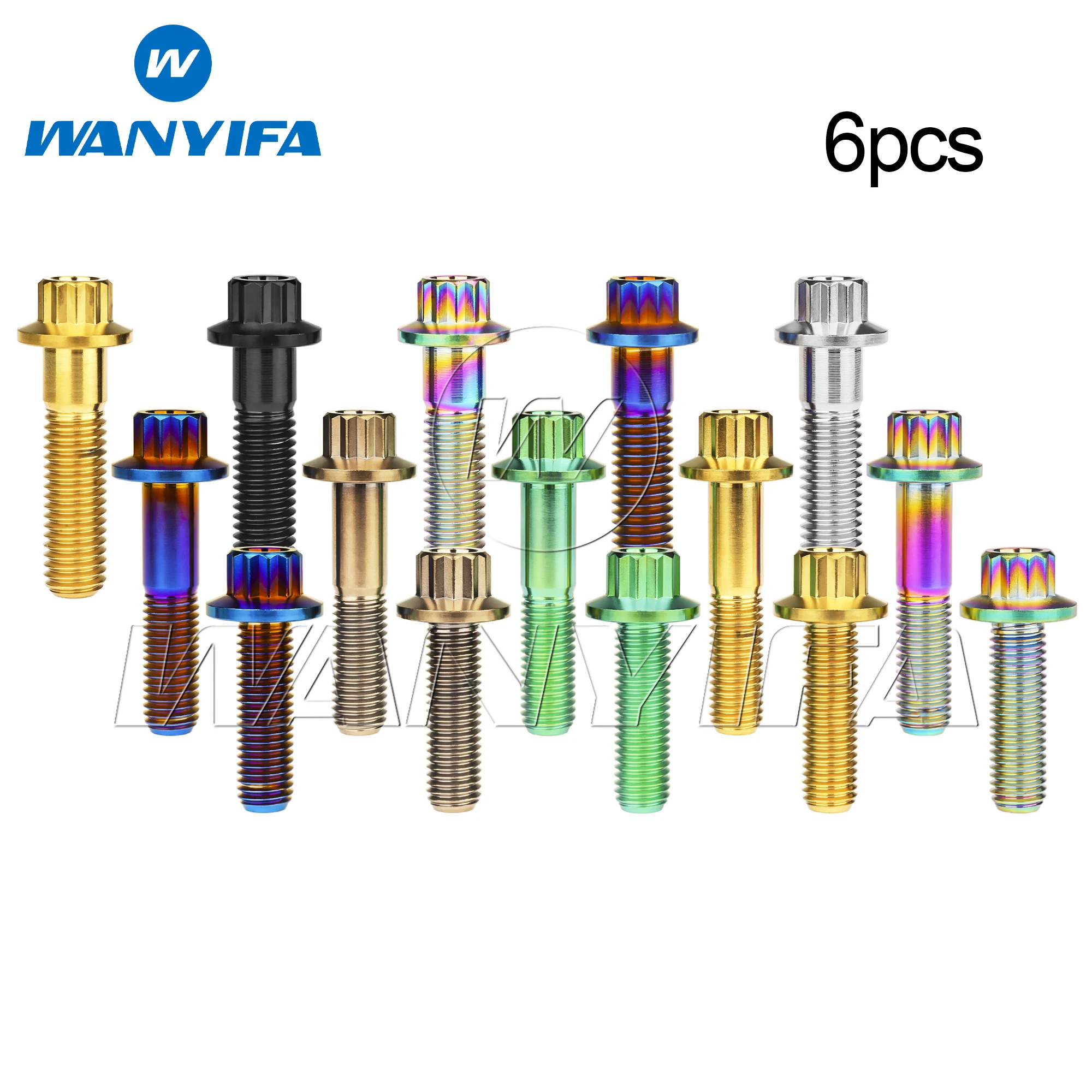 

Wanyifa 6pcs Titanium Bolts M7/M8x24 32mm Flange 12-Point Car Wheel Split Rim Screws for Car Wheel Split Rim Modifications Parts