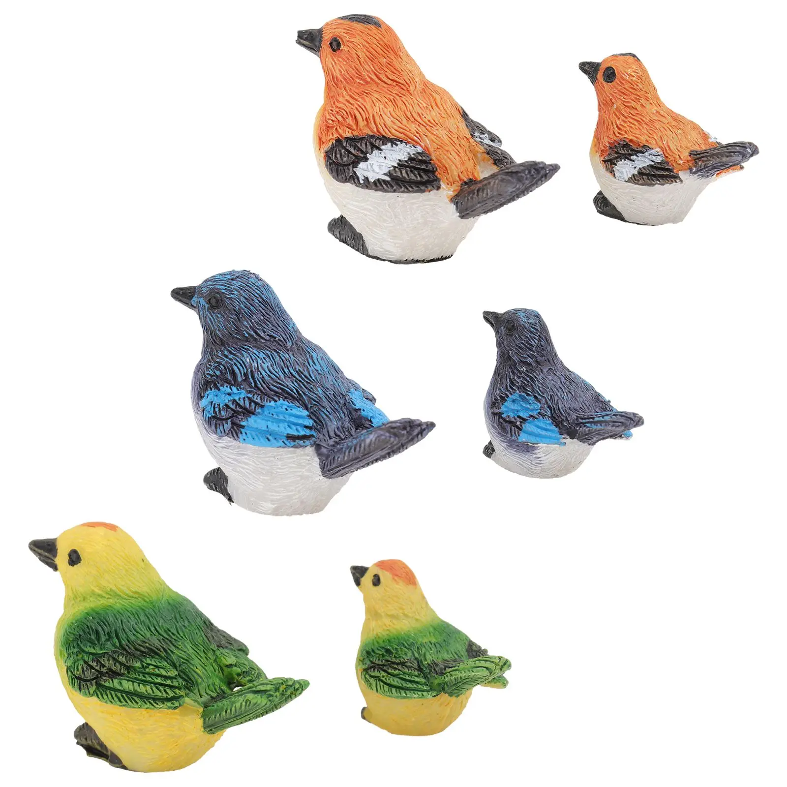 

6 Pcs ResinBirds Garden Ornaments Cute Miniature Decorations for Room DIY Crafts Plants Micro