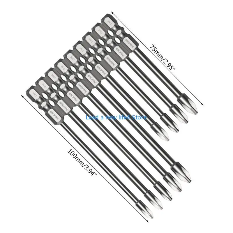Y55E 8X 75mm 100mm電気クロスドリバービットクロス磁気バッチヘッドPH1 PH2シャンクインパクトドライバードリルビット