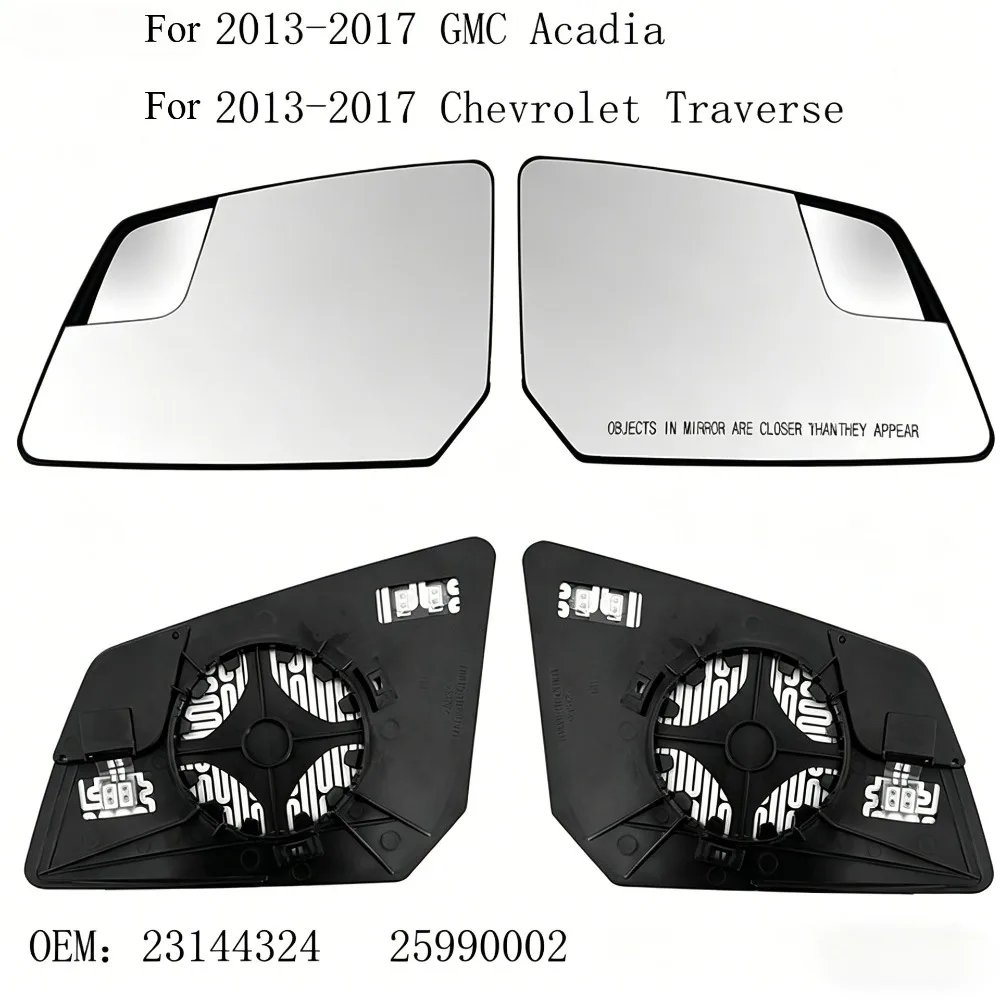 LH/RH Side Mirror Heated Glass for GMC Acadia Chevrolet Traverse 2013 2014 2015 2016 2017 LHD Door Wing Rearview Mirror Glass