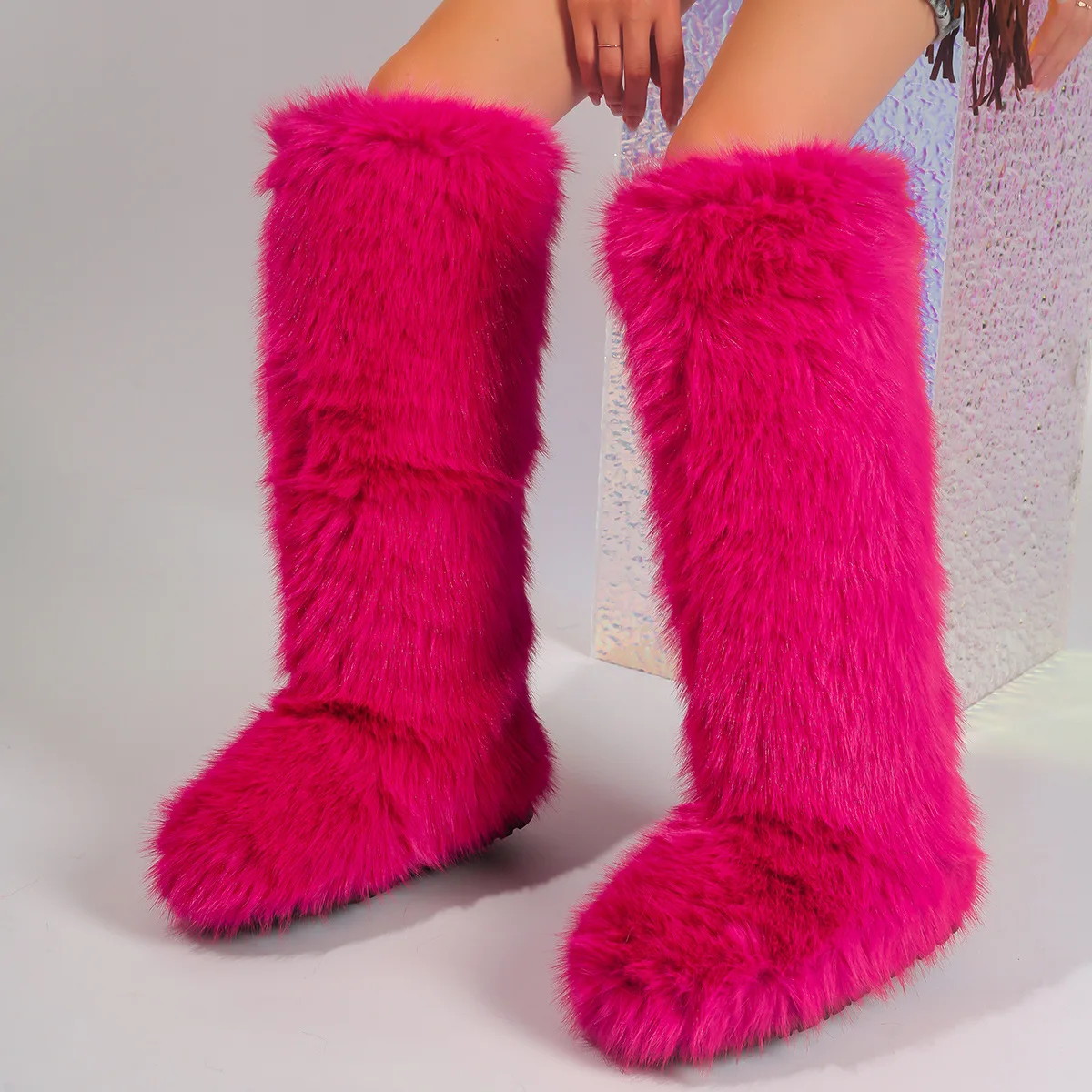 New Woman Boots High Boots knee high Fur Snow Boots Women\'s Fashion Warm Wool-like Boots Plus Velvet Padded Winter Boots