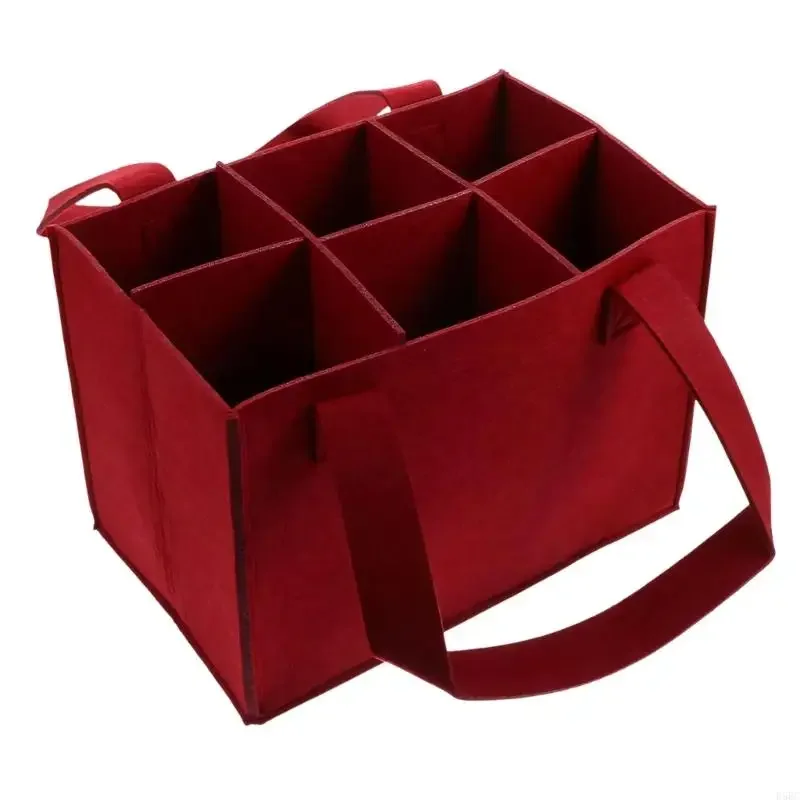 

Felt Wine Bag Secure Inner Divider 6 Bottles Wind Transporting Carriers Holder