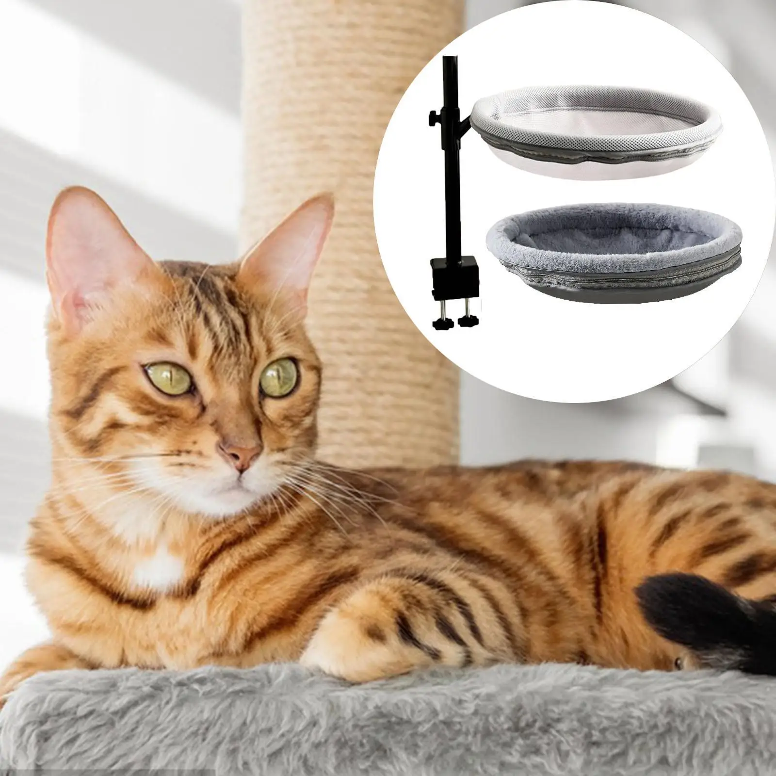 Elevated Cat Bed on Desk Easy Installation Fashion Lounger with Washable Cover for Apartment Studying Side Table Computer Desk