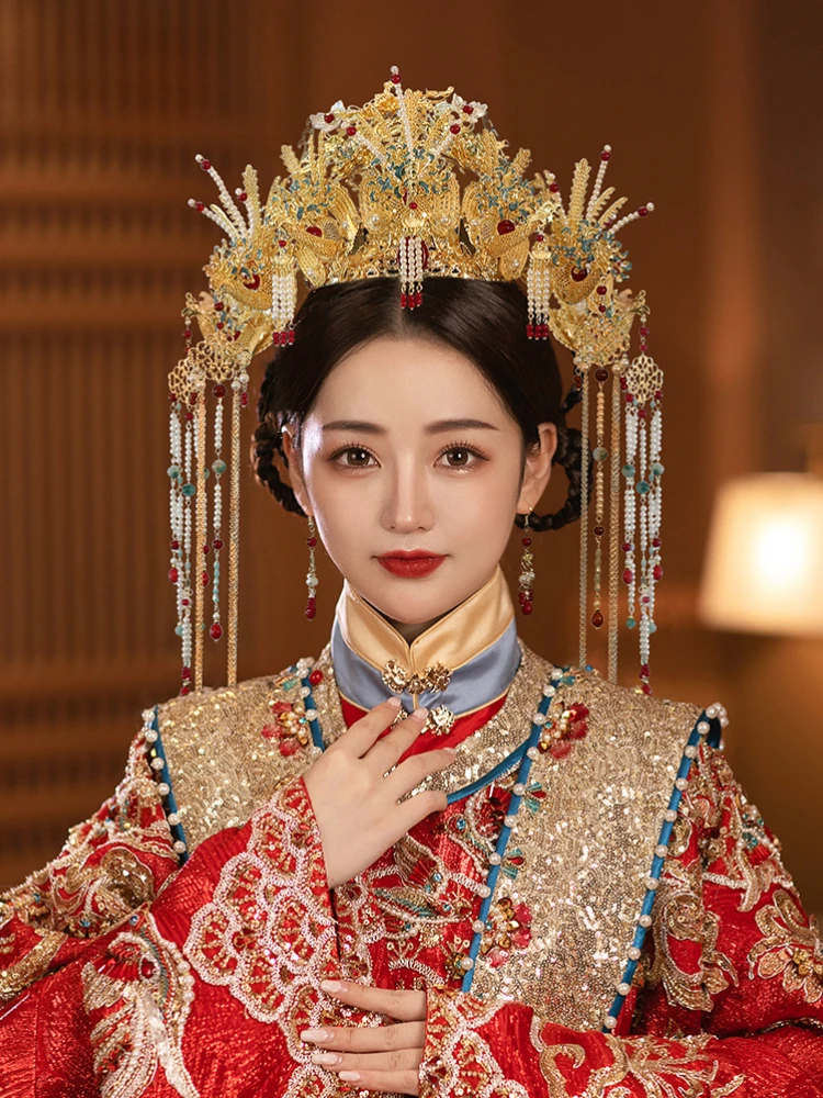 Couvre-chef de style Y Ming, mariée de style chinois haut de gamme, couronne de phénix de mariage Han, accessoires de mariage luxueux