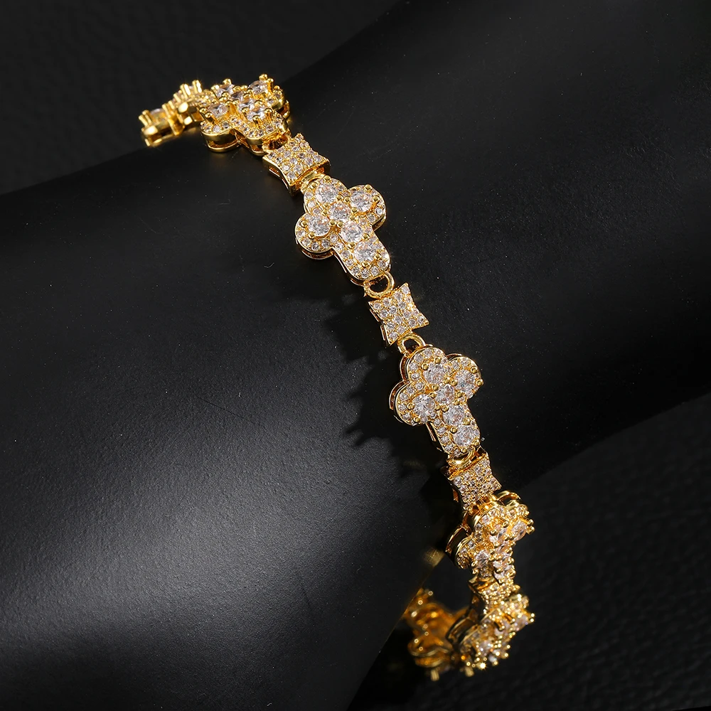 

Iced Out Sparkling Cross Star Bracelet Fashion Bangle Wrist Band Hiphop Exquisite Jewelry Gift For Men Women Anklet Anniversary