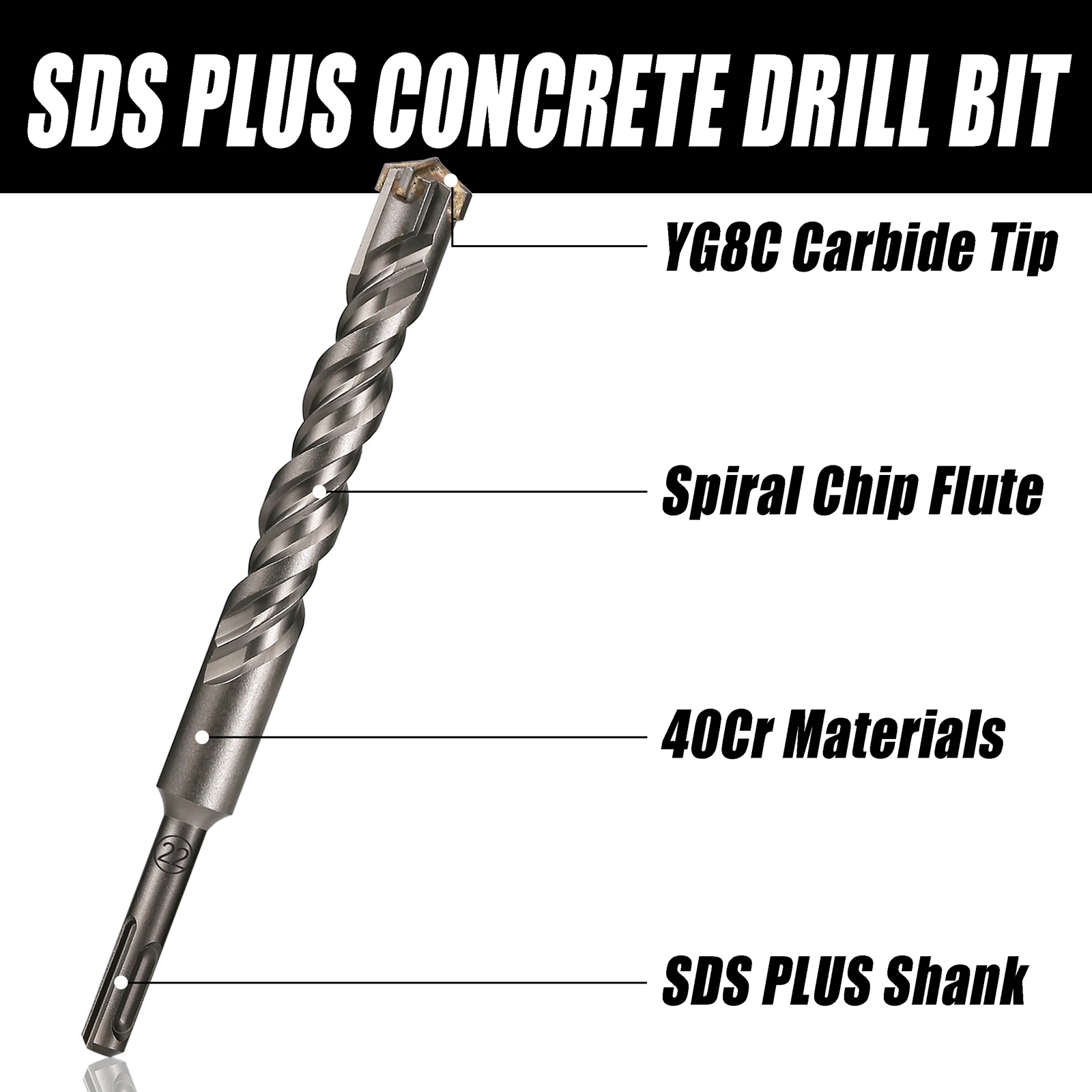 1Pc Concrete SDS Plus 5-25mm bit Cross Cutter head double auger Hammer 210mm Wall Brick Block Electric Hammer Masonry Bit