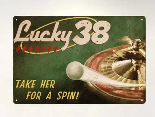Lucky 38 Vintage Casino Roulette Aluminum Sign - Retro Game Theme Metal Wall Art