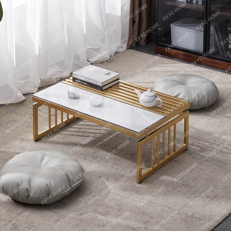 bay window small table simple Japanese tatami small coffee table light luxury dormitory bedroom bed rock slab small tea table