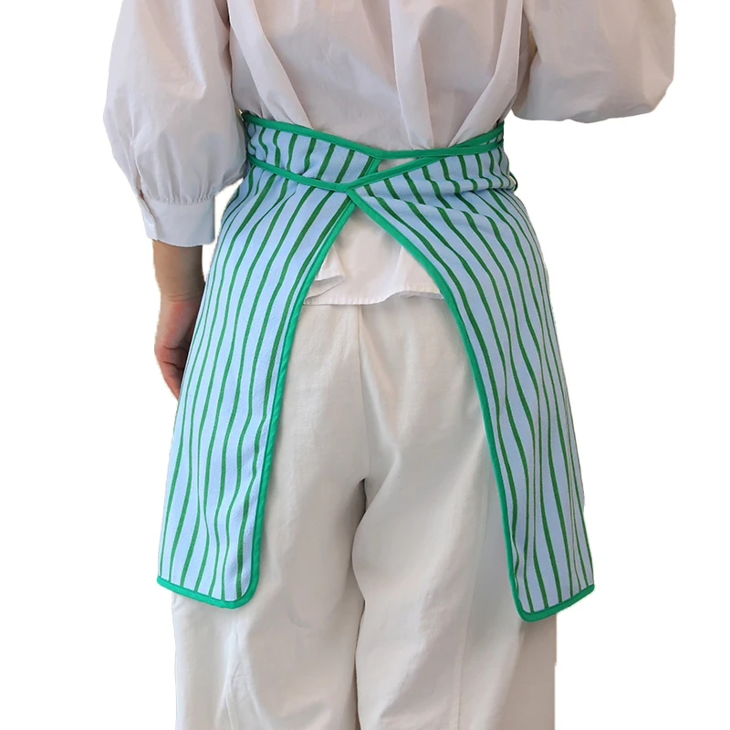 Towel Fabric Half Body Apron, Korean Ins Style Small Fresh Waist, Antibacterial Polyester Fiber Apron, Soft and Lightweight