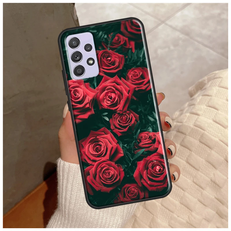 Bright Red Roses Flowers Case For Samsung Galaxy A14 A34 A54 A12 A22 A32 A42 A52 A13 A23 A33 A53 A50 A51 A71 Cover