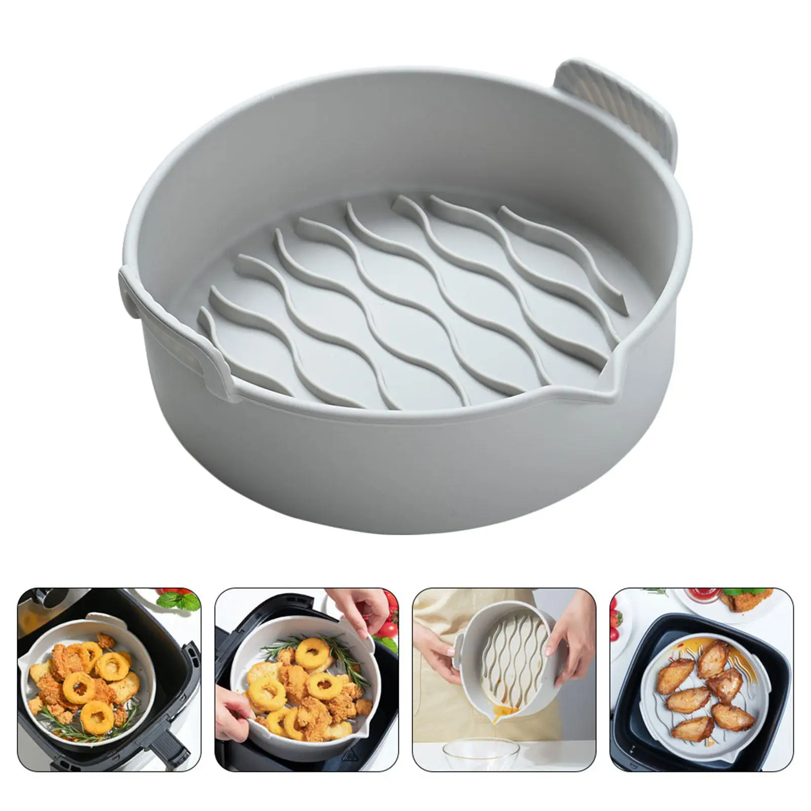 Household Air Fryer Silicone Liner Nonstick Baking Tray Kitchen Round Silicone Air Fryer Accessories Reusable Cooking Liners