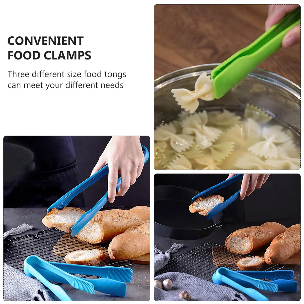 

6 pcs Food Tongs Set 3 Sizes Heat Resistant Anti-Scald Insulated Serving Tongs Kitchen Cooking Bbq Ice Cube Lightweight Easy