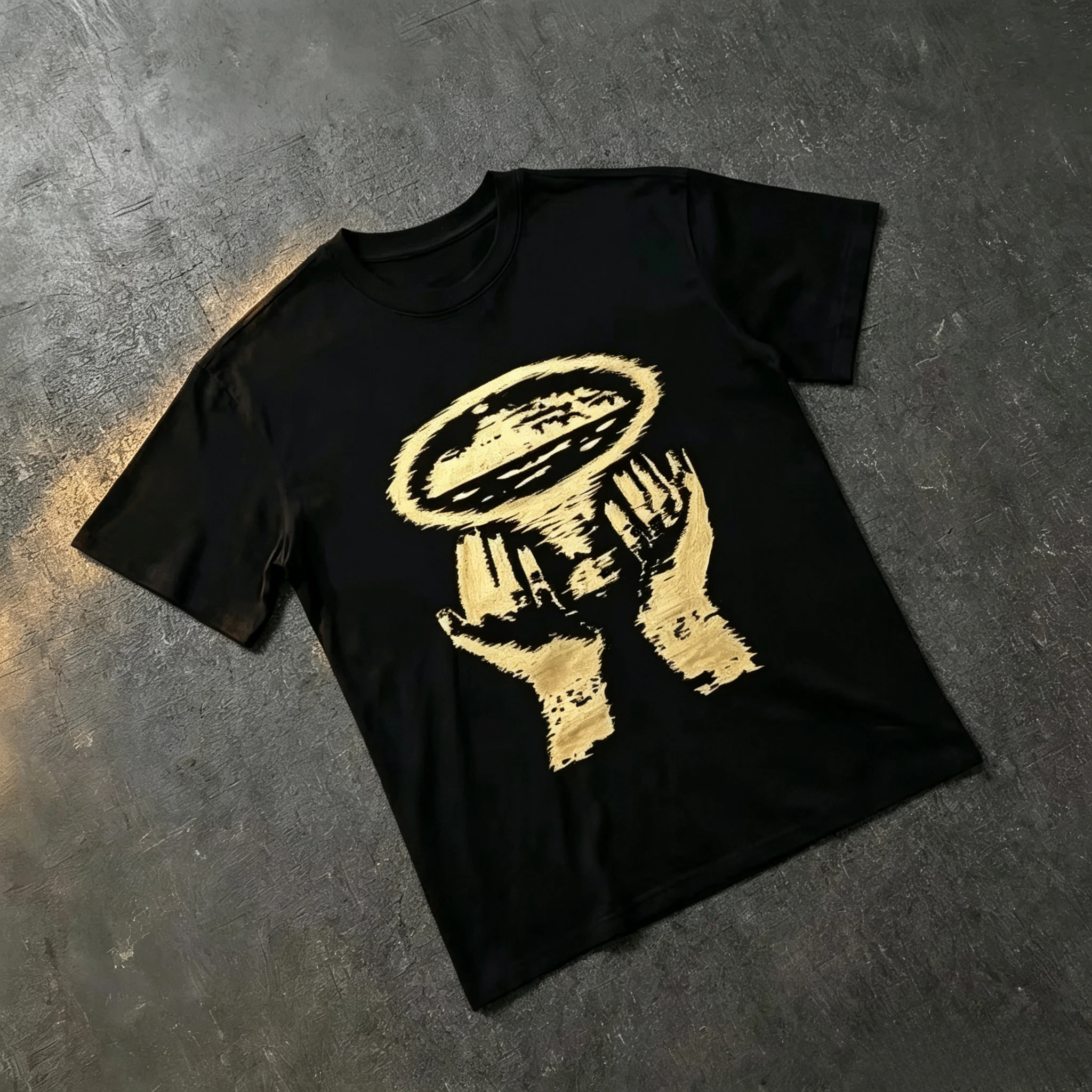 Men White Crew Neck T-shirt Abstract Hands Silhouette Graphic Print Short Sleeve Unisex Art Streetwear Tops
