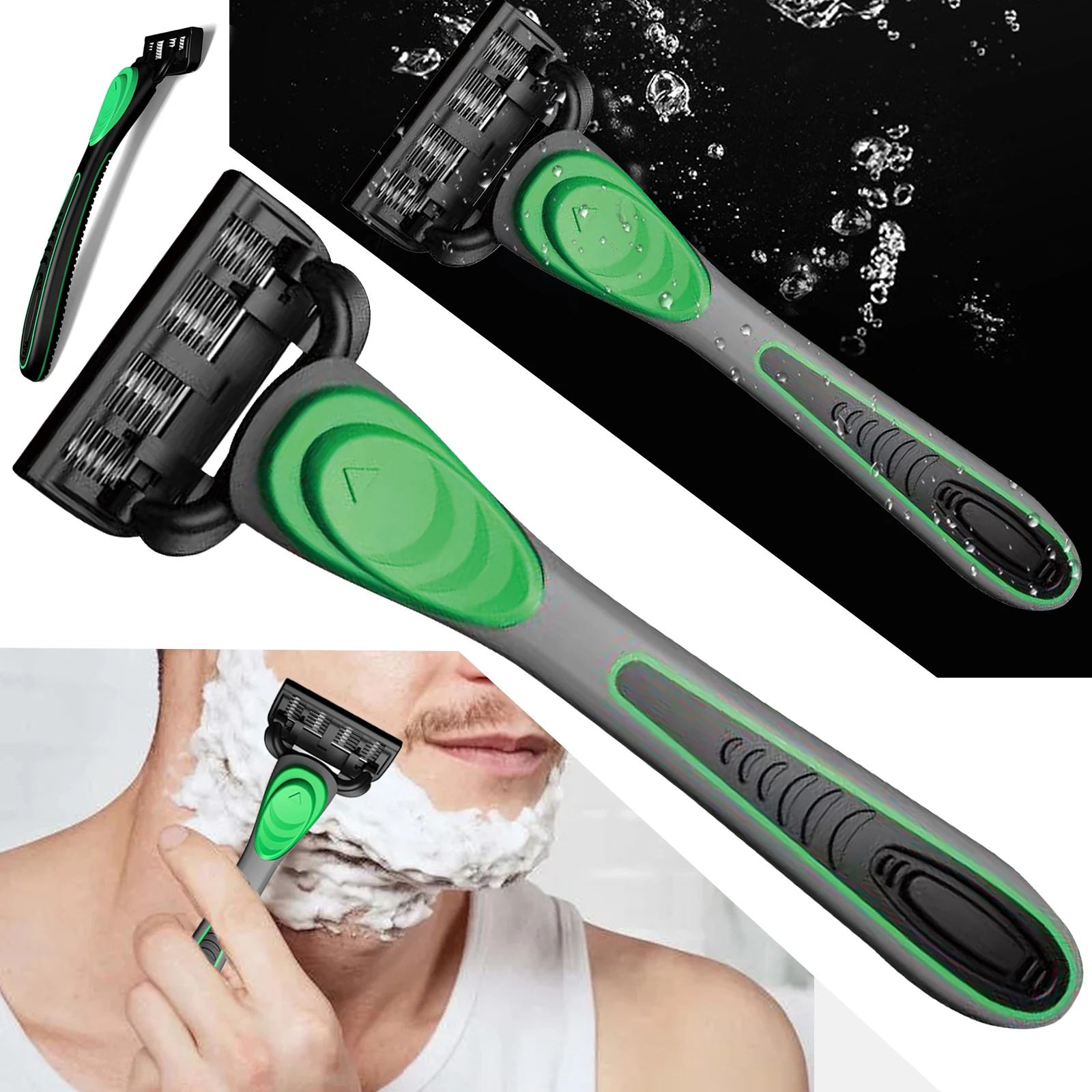 Men's 7-Layer Manual Razor Shaving Set with Replaceable Blades Hair Removal Razor Knife No Skin Damage