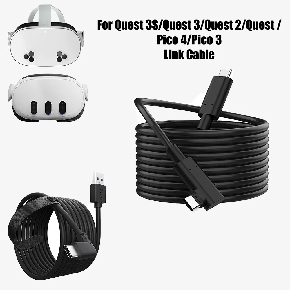 For Quest 2/Quest 3S/Quest 3 USB-C Link Cable – Fast Data Transfer & Charging Cable for Seamless VR Gaming and PC Connectivity